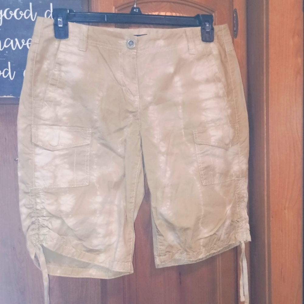 Tommy Hilfiger Tan Tie Dyed Cargo Shorts Rouched Leg 10